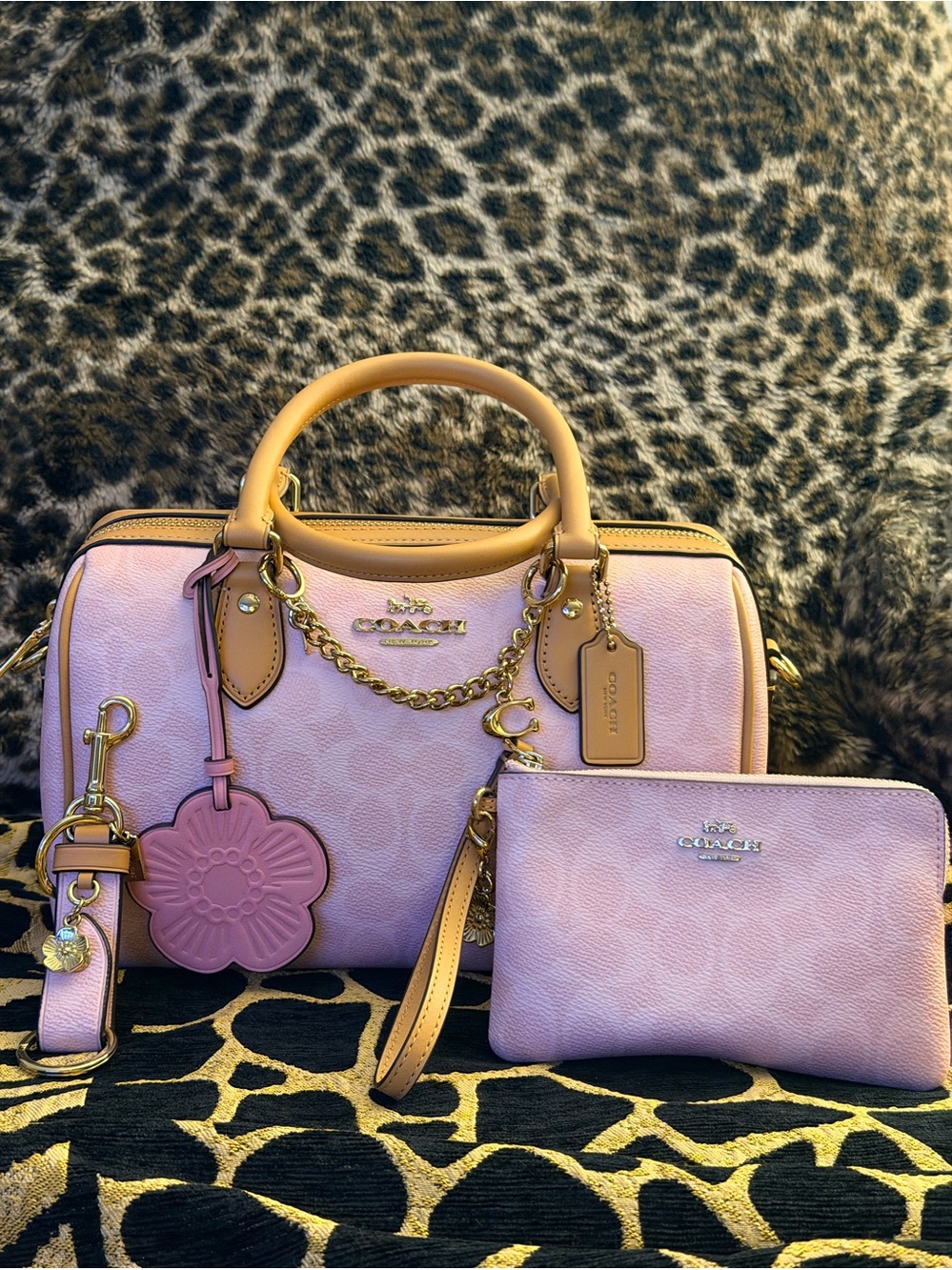 Coach Rowan Satchel Bag In Signature Canvas Powder Pink NEW